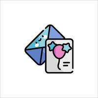 A birthday card and envelope with a balloon vector