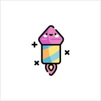 A cute ice cream cone with a smiley face on it vector