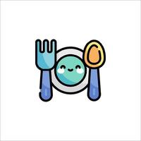 A cute little plate with fork and spoon vector