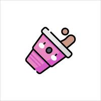 A pink cup with a face on it vector