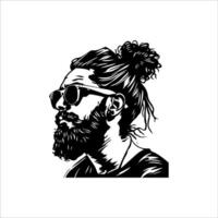 A man with a beard and sunglasses on his face 2 vector