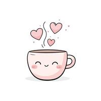 Cup tea kawaii clipart's vector