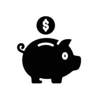 piggy bank Glyph Icon White Background vector