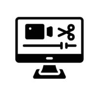 videoediting Glyph Icon White Background vector