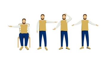 Man in different poses with his hands up vector