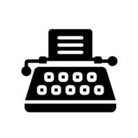typewriter Glyph Icon White Background vector