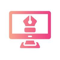 pen tool Flat Gradient Icon White Background vector