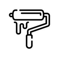 paint roller Line Icon White Background vector