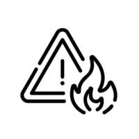 flammable Line Icon White Background vector