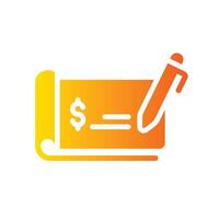 bank check Flat Gradient Icon White Background vector