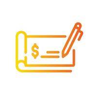 bank check Line Gradient Icon White Background vector