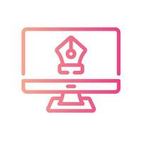pen tool Line Gradient Icon White Background vector