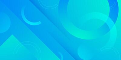 Abstract 3d bright blue and green gradient illustration background with simple overlap square and circle shape pattern. Cool design. vector