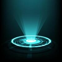 Abstract background with green tech circles and rays vector