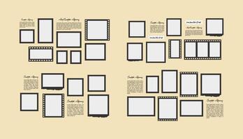 Collage photo effect with text template vector