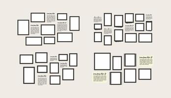 Set grid layout abstract photo frames template vector