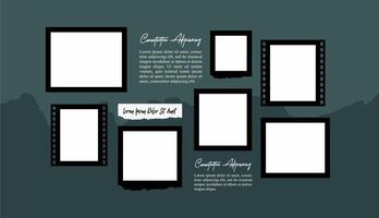 Pictures or photos frame collage layout abstract photo frames and digital photo wall template vector