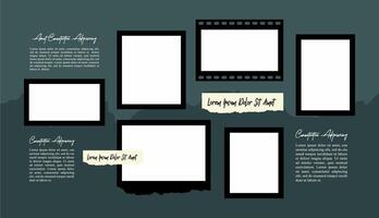 Pictures or photos frame collage, page grid layout abstract photo frames and digital photo wall template vector
