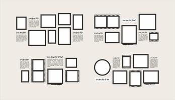 Set photo frame collage template vector