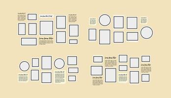 Set abstract photo frames and digital photo wall template vector