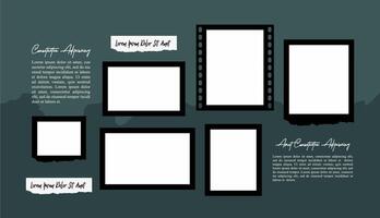 Pictures or photos frame collage comics page grid layout abstract photo frames and digital photo wall template vector