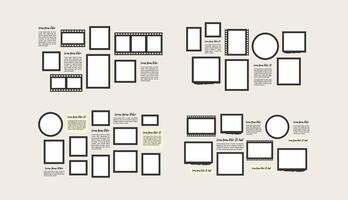 Set page grid layout abstract photo frames vector