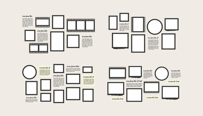 Set page grid layout abstract photo frames
