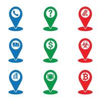 Location and Map Pin Icon Set Design vector