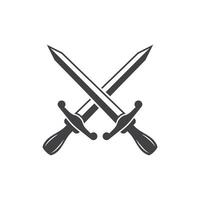 Old medieval sword icon in flat style. Weapon illustration on isolated background. Razor blade sign business concept. vector