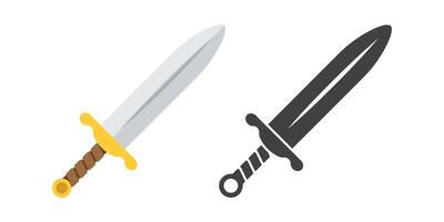 Old medieval sword icon in flat style. Weapon illustration on isolated background. Razor blade sign business concept. vector