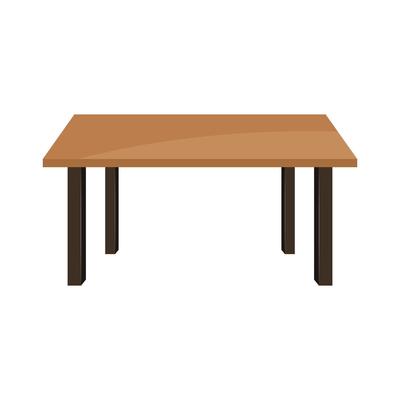 Table furniture icon in flat style. Wooden table illustration on isolated background. Dinner desk sign business concept.