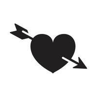Heart with arrow icon in flat style. Valentines day illustration on isolated background. Amour sign business concept. vector
