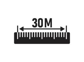 Ruler 30 meters icon in flat style. Measure scale illustration on isolated background. Ruler scale sign business concept. vector