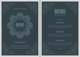 Menu Layout with ornamental Elements. vector