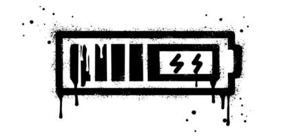 Doodle element battery bar icon. Spray painted graffiti battery bar symbol in black over white. isolated on white background vector
