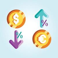 Financial Growth and Decline Visual Representation of Currency and Interest Rates vector