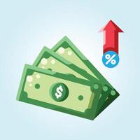 Increasing Interest Rates and Growing Wealth A Visual Representation of Financial Growth vector