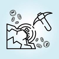 Mining for Digital Fortune A Visual Metaphor for Cryptocurrency Mining vector
