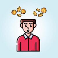 Man Obsessed with Money A Whimsical Illustration vector