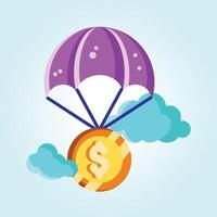 Money Falling From Sky A Conceptual Illustration of Financial Success, Windfall, and Unexpected Wealth vector