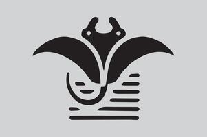 High-Quality Manta Ray Silhouette Ocean Illustration vector