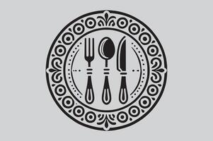 Monochrome Cutlery Logo Design for Digital Use vector