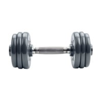Heavy dumbbell resting on a flat surface, ready for use in strength training and physical fitness routines at a gym or home workout space png