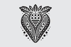 Flat Design Strawberry Silhouette in Monochrome vector