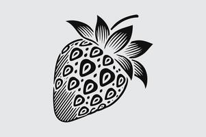 Black and White Strawberry Icon for Digital Use vector