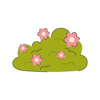 Bush with Flowers Icon Illustration with soft color palette in flat design style. Perfect for Spring season themed designs vector