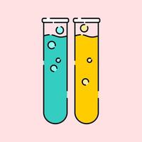 Laboratory Testy Tube Icon Illustration with bright colour palette in flat design style for education and future technology theme design. vector