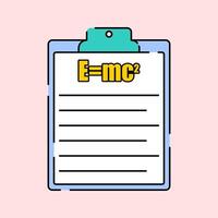 Einstein's Relativity Formula Icon Illustration with bright colour palette in flat design style for education and future technology theme design. vector
