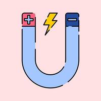 Magnets Icon Illustration with bright colour palette in flat design style for education and future technology theme design. vector