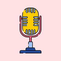 Microphone Icon Illustration with bright colour palette in flat design style for education and future technology theme design. vector
